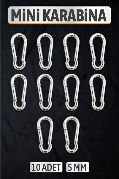 Badem10 (10 Adet) 5 mm Mini Karabina Kilitsiz Metal Klips Kanca Kamp Dağcılık...