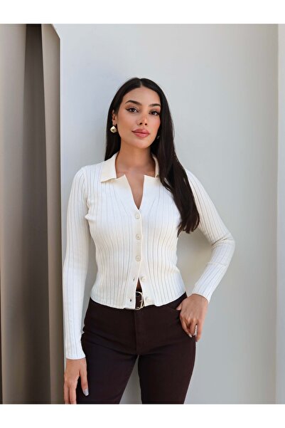 ESRAHELVACI Polo Collar Buttoned Cardigan