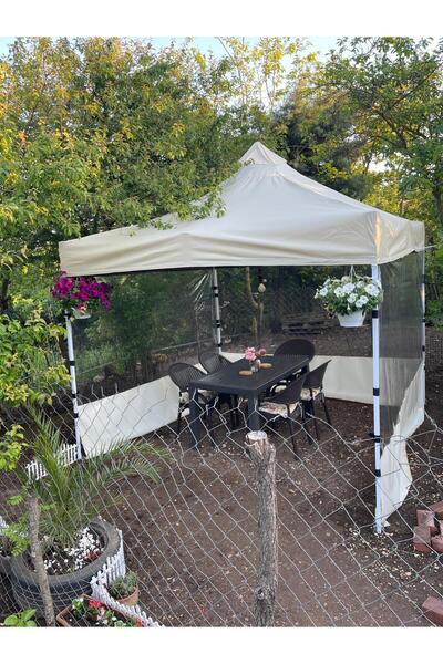 SEVİLBRANDA 3X3 GAZEBO ÇARDAK 3Kenar Şeffaf Perdeli