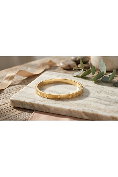 Peach Jewelry Γυναικείο βραχιόλι-χειροπέδα από ατσάλι τιτανίου, χρυσό.