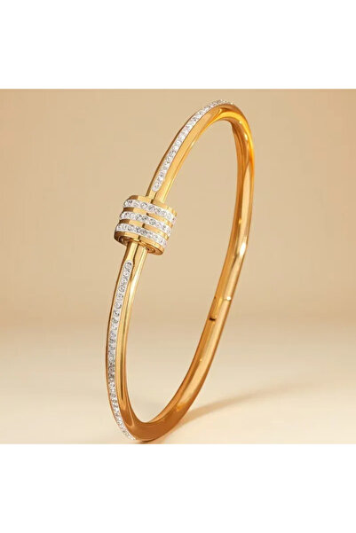 Peach Jewelry Γυναικείο βραχιόλι-χειροπέδα από ατσάλι τιτανίου με κύλινδρο κα...