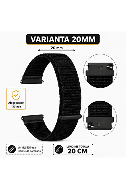MAUEX Curea smartwatch 20 mm din nailon, Quick Release, reglabilă, respirabil...