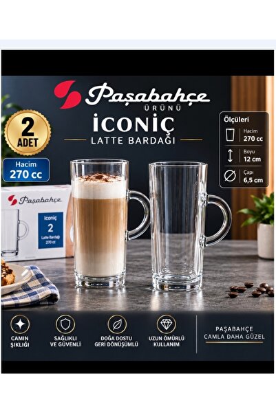 Paşabahçe كوب لاتيه أيكونيك 2 لي 270 سي سي 55743 أورجين. معبأ في صندوق، طول 1...