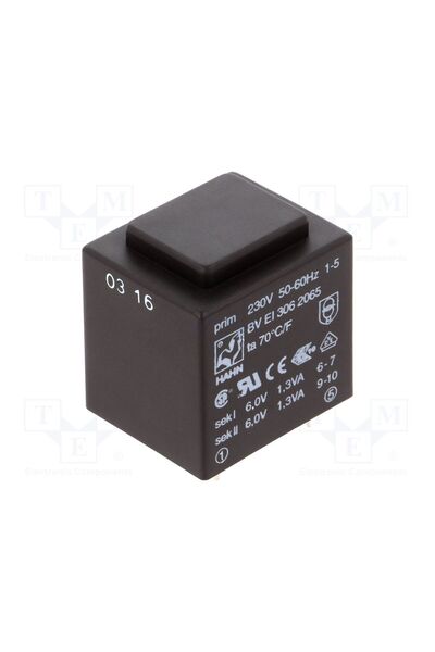 OEM Transformator capsulat HAHN BVEI3062065, 2.6VA, 230VAC, 6V, 6V, 217mA, 21...