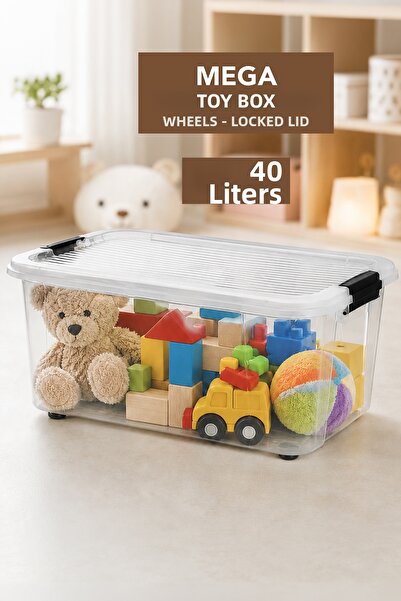 Meleni Baby Storage Box with Lockable Lid - Children's Toy Organizer Baby Roo...