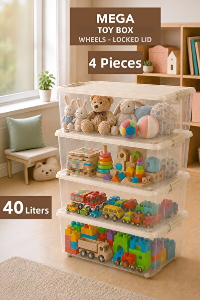 Meleni Baby 4-Piece Lockable Lid Storage Box - Children's Toy Organizer Baby ...