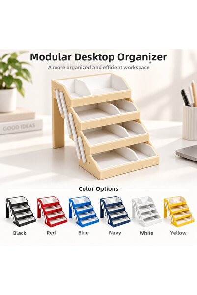 MYE TEKNOLOJİ Modular Desktop Organizer 4-Tier Multi-Compartment Organizer Pe...