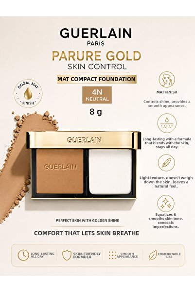 Guerlain Parure Gold Skin Control 4N Neutral 8 g – Matte Compact Foundation T...