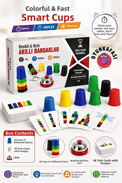 OYUNKAFASI Colorful and Fast Smart Cups Ringing Cup Tapping Game Speed Reflex...
