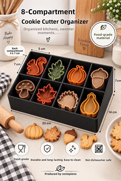 CESTOPİENO 8-Compartment Cookie Mold Organizer – Food Contact Safe, Multi-Pur...