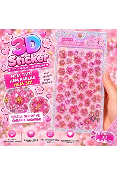 Fetih Bujteri ve Aksesuar Sakura 3D Sticker Set 48 Pieces |   Cherry Blossom ...