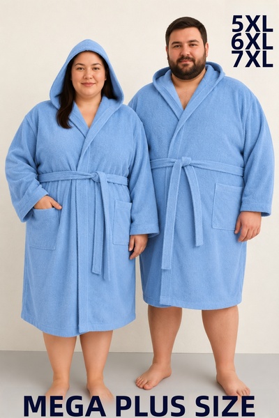 MODELHOME Halat de lux cu glugă din bumbac, unisex, de culoare albastră, mări...