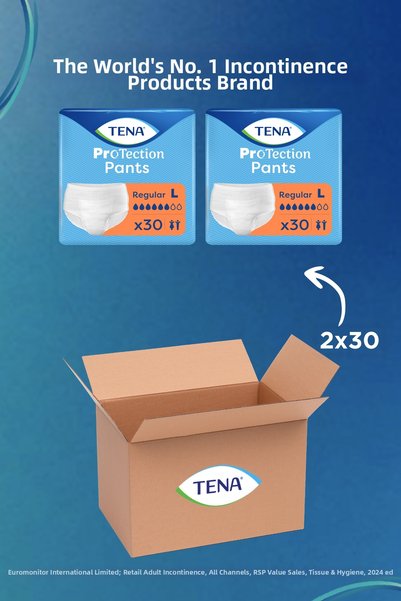 TENA Protection Pants Regular Absorbent Panties 6 Damla L 2 Pack of 30 (60 Pieces)
