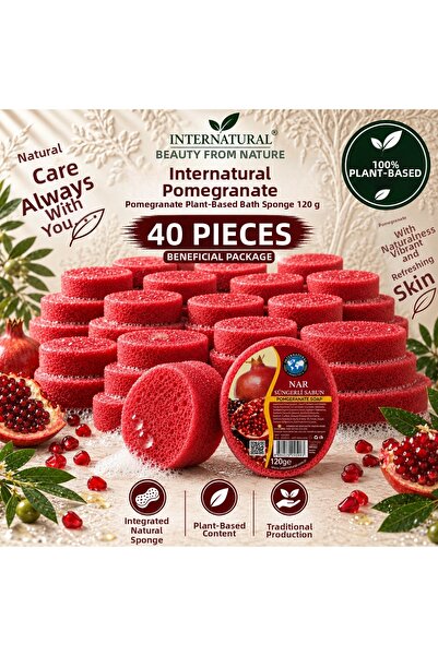Dermolive Internatural Pomegranate Sponge Herbal Bath Soap 40 Pack (40 X 120 g)