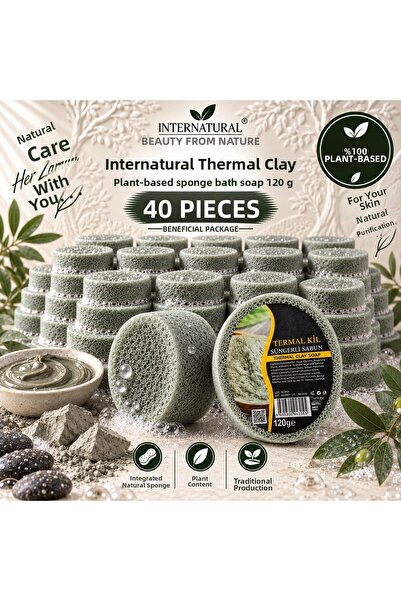 Dermolive Internatural Thermal Clay Sponge Herbal Bath Soap 40 Pack (40 X 120 g)