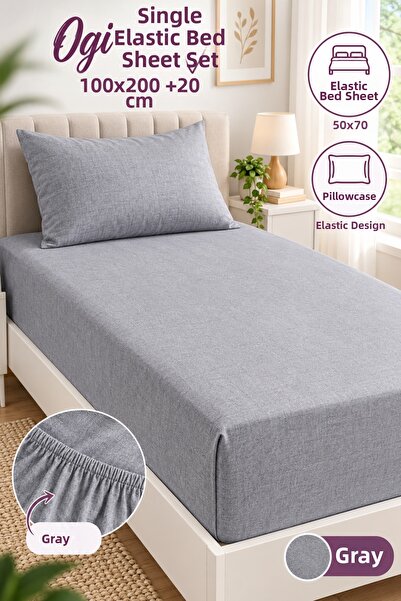 Suare Concept Single Elastic Sheet Set 100X200 cm - Cotton Fitted Sheet with ...