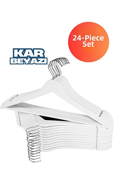 D'orcia HOME 24 قطعة من شماعات KAR باللون الأبيض الفاخرة ذات المظهر الخشبي، ش...