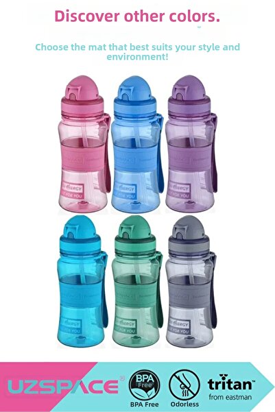 Uzspace 300ml New Colors Silicone Body Tritan Leak-Proof Water Bottle with Straw 5023