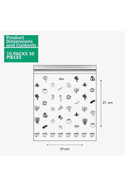 PALPAK Palfresh - Ziplock Refrigerator Bags for Keeping Vegetables and Fruits Fresh, 50 Pieces