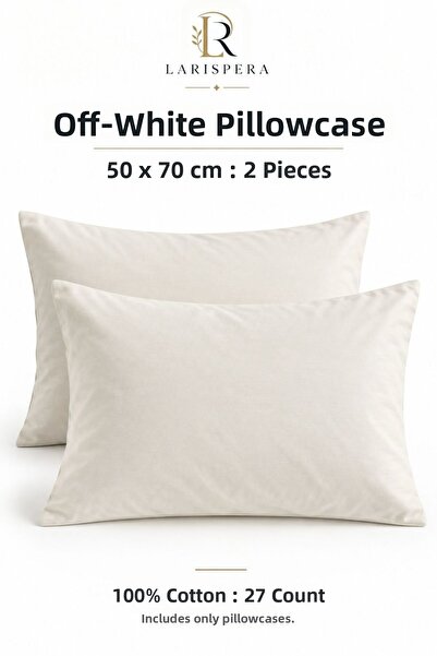 Larispera Ecru Pillowcase 50X70 cm 2 Pieces 100% Cotton 27 Threads with Hidde...