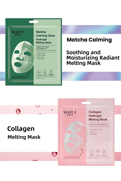 Dermal Seoul Face Matcha Soothing Radiance Melting Glow Hydrogel Mask and Col...