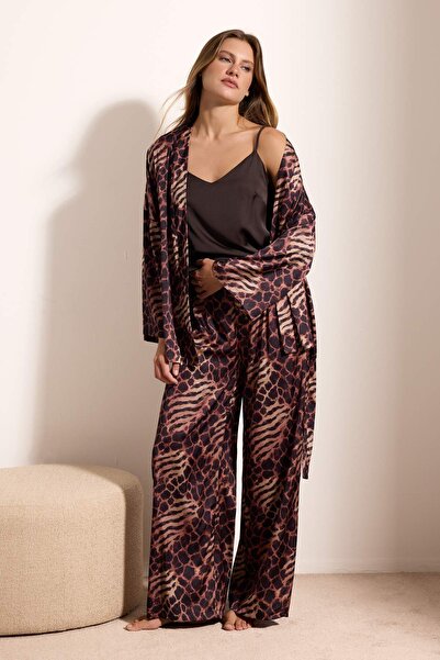 Trendyol Collection Brown Premium Satin Boxed Woven Pajama Set Thmaw27Pt00136