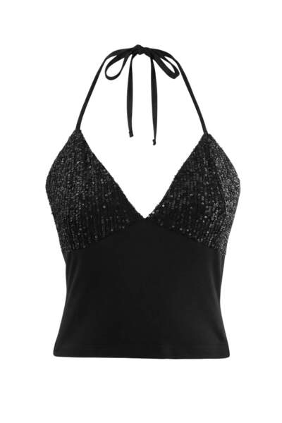 Trendyol Collection Black Sequin Detailed Halter Neck Sandy Blouse Tpraw27Bz0...