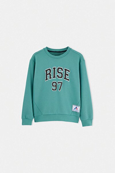 TRENDYOLKIDS Mint Printed Knitted Sweatshirt Tkdaw27Sw00052