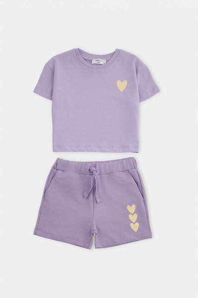 TRENDYOLKIDS طقم سفلي وعلوي محبوك بلون أرجواني فاتح - TKDSS26AU00118