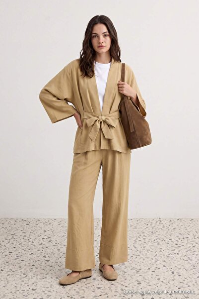 Trendyol Modest Παντελόνι Κιμονό Μεγάλου Μεγέθους από Μοντάλ Βιζόν - Σετ Τοπ ...