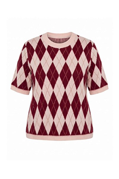 Trendyol Curve Pink Baklava Pattern Soft Buttoned Knitwear Sweater Tbbaw26An0...