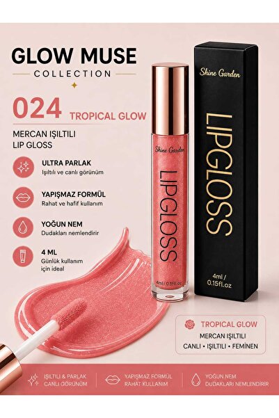 Tropical Glow | Mercan Işıltılı Lip Gloss - Ultra Parlak, Yoğun Nem & Yapışmaz Formül