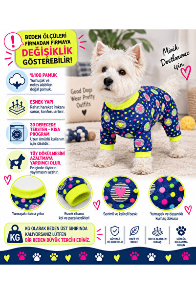 DOGİ&DOG Small Breed Neon Points Dog Jumpsuit Dog Outfit (1-10kg)