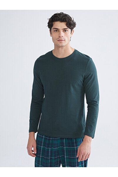 LC Waikiki Nevavm with Difference Green Combed Cotton Plain Long Sleeve Men's...