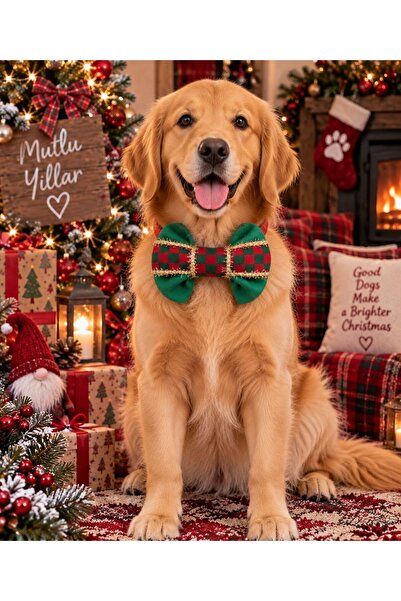 DOGİ&DOG Plaid Green Dog Bow Tie - Cat Bow Tie (1-50kg)