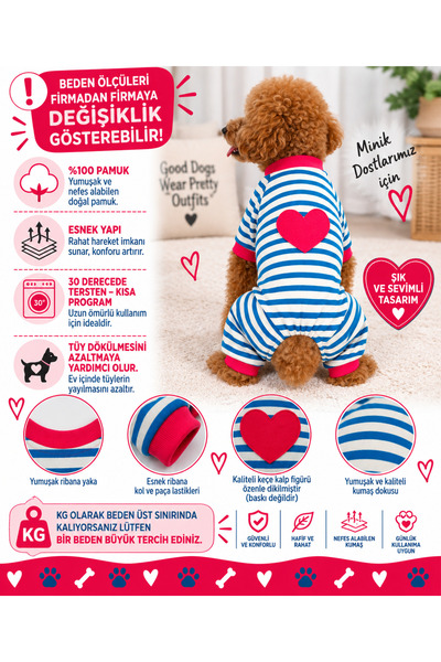 DOGİ&DOG Small Breed Pinky Heart Cat Clothing Dog Clothing Dog Jumpsuit (1-10kg)