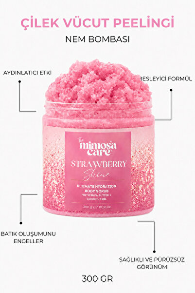 The Mimosa Care Çilek Özlü Nem Bombası, Anında Batık Karşıtı El-vücut Peeling