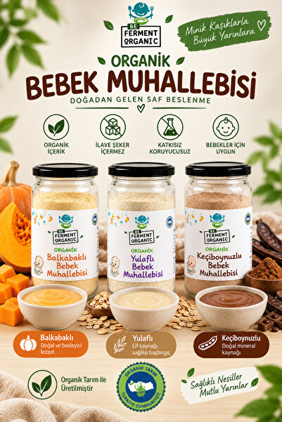 BEORGANİC Organik Bebek Muhallebisi Çeşitleri | Balkabaklı, Keçiboynuzlu ve Y...