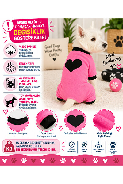 DOGİ&DOG ملابس للكلاب من نوع Little Breed Neon Pink Plush على شكل قلب (1-10 كجم)