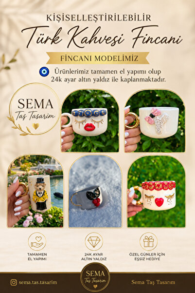 Pernotte El Yapımı 24 K altın Kaplama Safiş Türk Kahvesi Fincanı