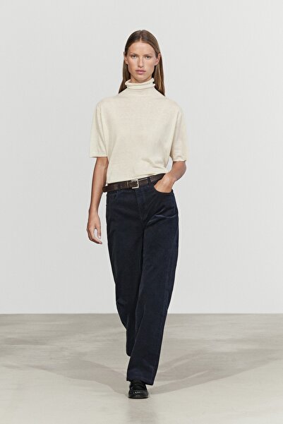 Massimo Dutti Orta bel mikro fitilli kadife slim straight pantolon