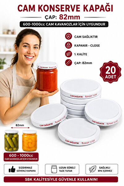 Kezban Tekstil 1 Cİ Kalite Konserve Kapağı 20 adet (82 mm) çapı