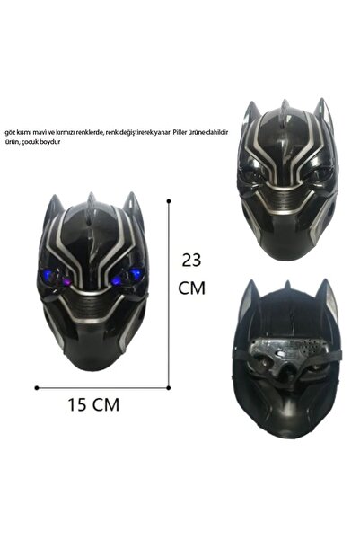 partidolu Halloween Black Panther Siyah Panter Maskesi Işıklı Çocuk Boy 1 Adet