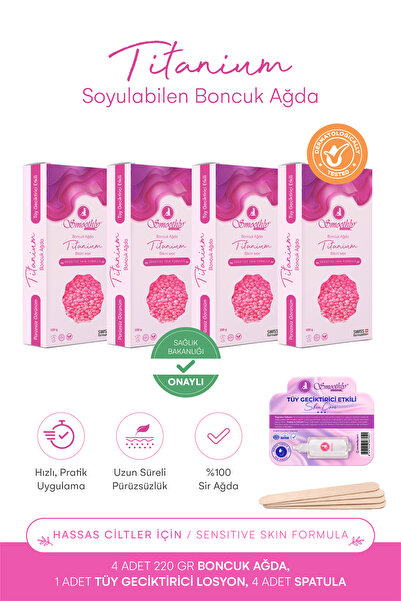 Smoothly 880 GR. acısız ağda Tıtanıum Pudralı soyulabilir boncuk ağda granür ...
