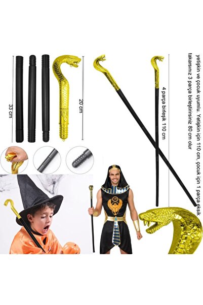 partidolu Halloween Egyptian Mısır Altın Renk Kobra Yılan Başlıklı Plastik As...
