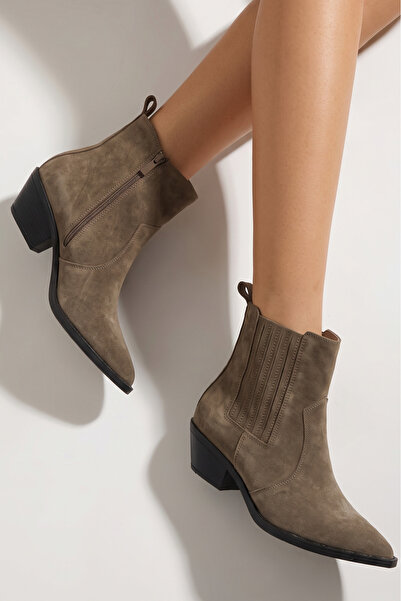 Zaira Ciocate dama khaki din piele naturala intoarsa Azura #25574 - 40