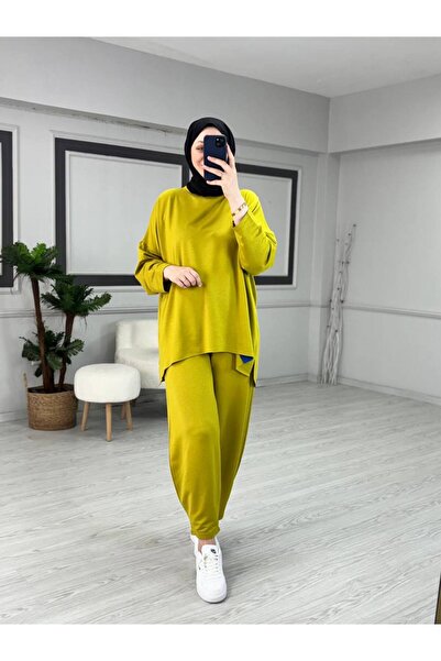 Butik Kardelen Yeni Sezon Retro Ikili Takım Hardal