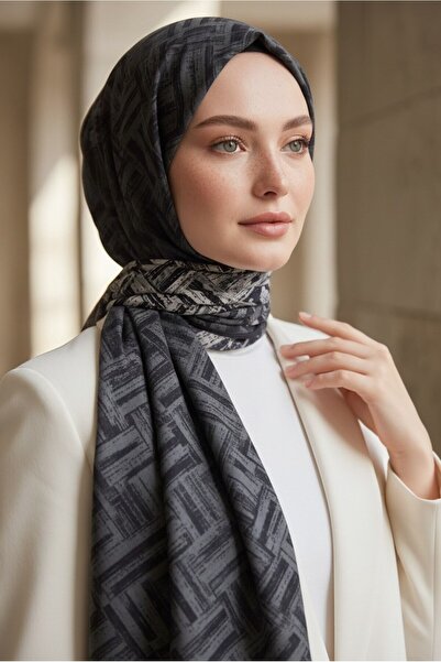 Vissona KREP DEGRADELİ ÇİZGİ DESENLİ FÜME RENKLİ 75X195 KIRIŞMAZ ŞAL