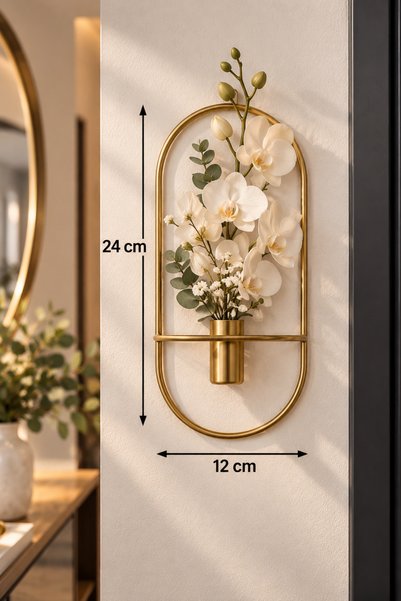 VENON 1 ADET || 12 X 24 ESKİTME MİNİ BOY Elips Mini Boy Kapı Girişi Duvar Çiçeklik Metal Çiçeklik Metal Tablo Hol Antre Balkon Teras Çiçek Tutucu Duvar Süsü Saksılık Yapay Çiçek Duvar Vazosu Duvar Dekoru