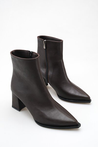 meyra'nın ayakkabıları Women's Pointed Toe Heeled Boots Brown Skin